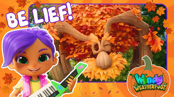 Windy Weatherfoot and Lief singing in autumn leaves, a fall song for kids